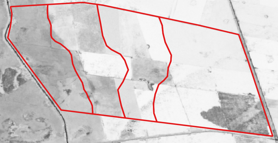 Mapa final del lote con los ambientes de manejo delineados.